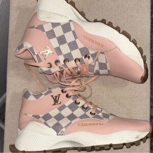 Louis Vuitton Pink and White Checkered Sneakers